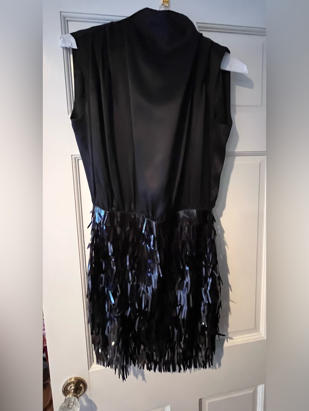 Amanda Uprichard Black Draped Sequin Mini Dress